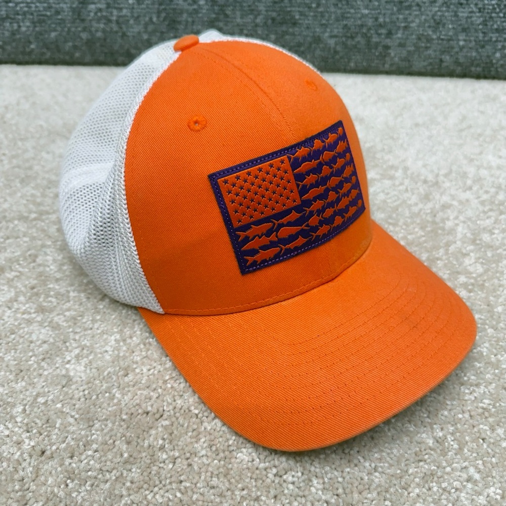 Columbia PFG Clemson hat cap fitted‎ L / XL Flag Fish Fishing Flexfit